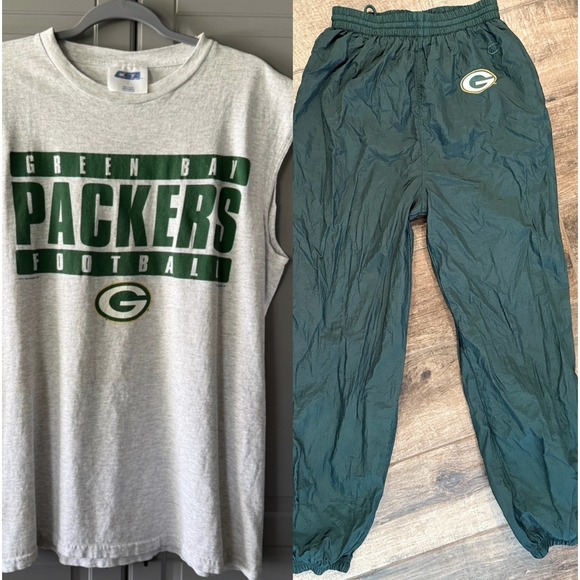 NFL Green Bay Packers Vintage 99' Fan Bundle(2)-Sleeveless T-Shirt & Pants, L - Picture 1 of 15